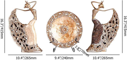 Elegant Vintage Peacock Dancer Sculptures - Set of 3