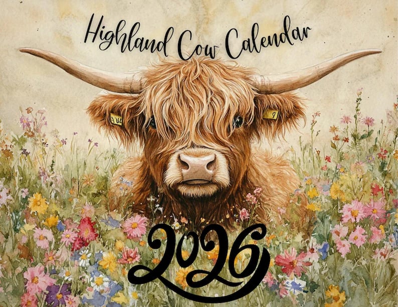 Highland Cow Calendar 2026