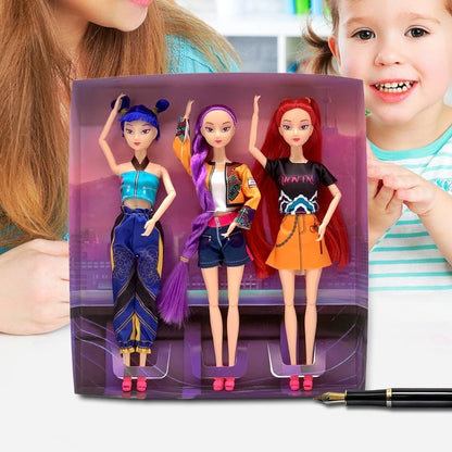 🔥Cosplay Kpop Demon Hunters Dolls Moveable Joint Collectible Figure 3 Pieces