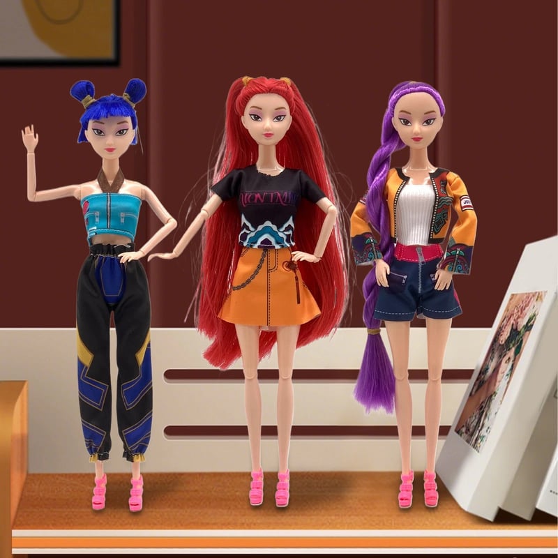 🔥Cosplay Kpop Demon Hunters Dolls Moveable Joint Collectible Figure 3 Pieces